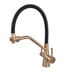 Смеситель для кухни MIXXUS PREMIUM SENNA 021 BRUSHED GOLD REFL.BLACK с выходом для питьевой воды (MP6722)
