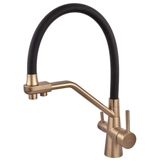 Змішувач для кухні MIXXUS PREMIUM SENNA 021 BRUSHED GOLD REFL.BLACK з виходом для питної води (MP6722)