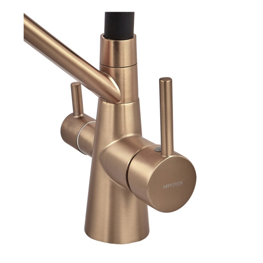 Змішувач для кухні MIXXUS PREMIUM SENNA 021 BRUSHED GOLD REFL.BLACK з виходом для питної води (MP6722)