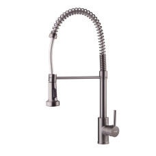 Змішувач для кухні MIXXUS PREMIUM SPRING 017 GRAPHITE з виливом пружина (Колір графіт) (MI6952)
