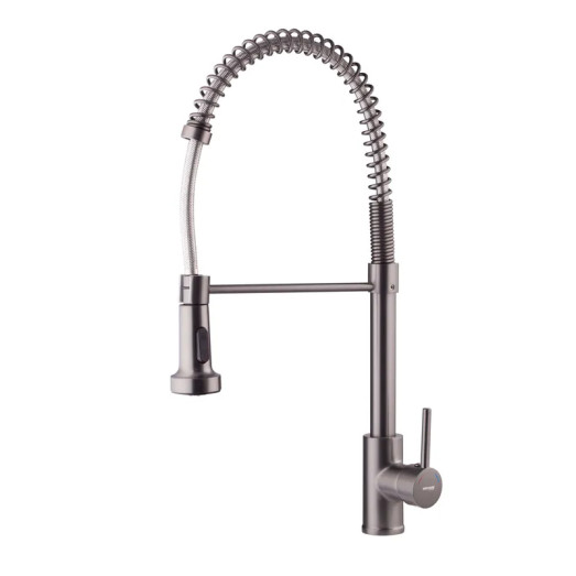 Змішувач для кухні MIXXUS PREMIUM SPRING 017 GRAPHITE з виливом пружина (Колір графіт) (MI6952)