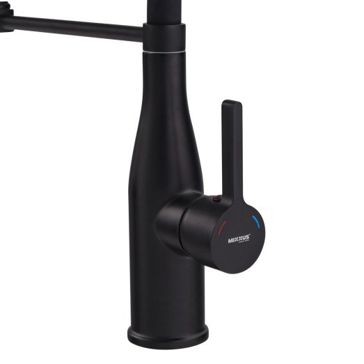 Змішувач для кухні MIXXUS PREMIUM SUMMER 017 BLACK REFL.BLACK з гнучким виливом (Колір чорний) (MI6961)