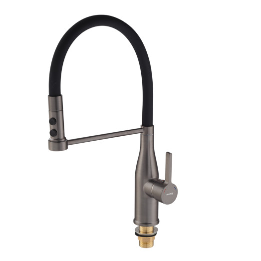 Змішувач для кухні MIXXUS PREMIUM SUMMER 017 GRAPHITE REFL.BLACK з гнучким виливом (MI6962)