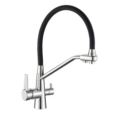 Змішувач для кухні MIXXUS PREMIUM VELIS 021 REFL.BLACK з гнучким виливом та виходом для питної води (MI5928)