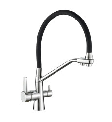 Змішувач для кухні MIXXUS PREMIUM VELIS 021 REFL.BLACK з гнучким виливом та виходом для питної води (MI5928)