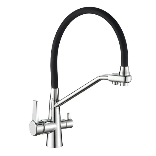 Змішувач для кухні MIXXUS PREMIUM VELIS 021 REFL.BLACK з гнучким виливом та виходом для питної води (MI5928)
