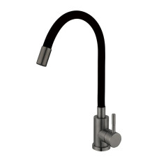 Змішувач для кухні MIXXUS SEO-011 GRAPHITE REFL.BLACK з гнучким виливом (Колір графіт, вилив чорний) (MI6566)