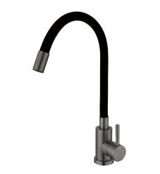 Змішувач для кухні MIXXUS SEO-011 GRAPHITE REFL.BLACK з гнучким виливом (Колір графіт, вилив чорний) (MI6566)