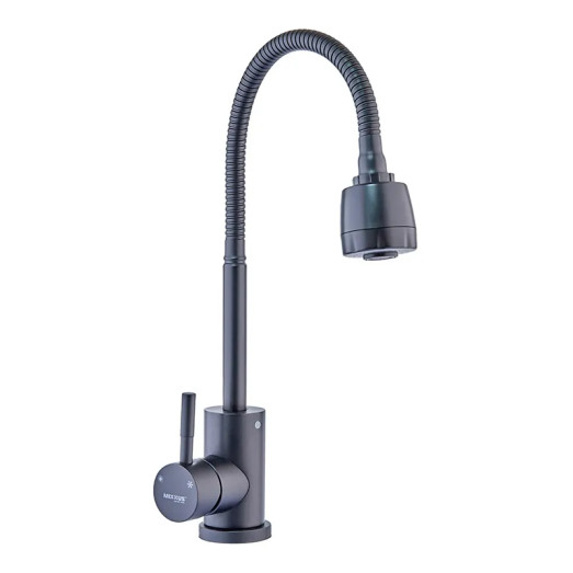 Змішувач для кухні MIXXUS SOK-011 BLACK REFLECTOR з нержавіючої сталі SUS304 з гнучким виливом (MI6016)