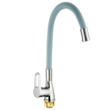 Змішувач для кухні MIXXUS SOP4-045 REFLECTOR GRAY з гнучким виливом (Колір хром, вилив сірий) (MI6489)