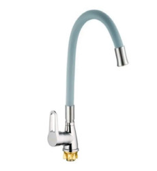Змішувач для кухні MIXXUS SOP4-045 REFLECTOR GRAY з гнучким виливом (Колір хром, вилив сірий) (MI6489)