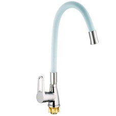 Змішувач для кухні MIXXUS SOP4-045 REFLECTOR WHITE з гнучким виливом (Колір хром, вилив білий) (MI6488)