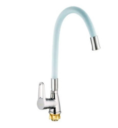 Змішувач для кухні MIXXUS SOP4-045 REFLECTOR WHITE з гнучким виливом (Колір хром, вилив білий) (MI6488)