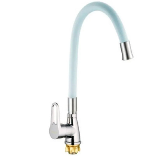 Змішувач для кухні MIXXUS SOP4-045 REFLECTOR WHITE з гнучким виливом (Колір хром, вилив білий) (MI6488)