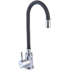 Змішувач для кухні MIXXUS SUS-011 CHROME REFL.BLACK з гнучким виливом (Колір хром, вилив чорний) (MI6223)