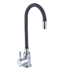 Змішувач для кухні MIXXUS SUS-011 CHROME REFL.BLACK з гнучким виливом (Колір хром, вилив чорний) (MI6223)