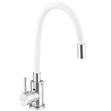 Змішувач для кухні MIXXUS SUS-011 CHROME REFL.WHITE з нержавіючої сталі SUS304 з гнучким виливом (MI6233)