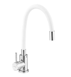 Змішувач для кухні MIXXUS SUS-011 CHROME REFL.WHITE з нержавіючої сталі SUS304 з гнучким виливом (MI6233)
