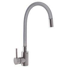 Смеситель для кухни MIXXUS SUS-011 REFL.GRAY с гибким изливом (Цвет нержавеющая сталь, излив серый) (SS2799)