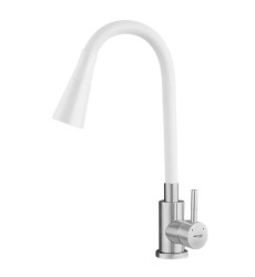 Змішувач для кухні MIXXUS SUS-011-T REFL.WHITE з нержавіючої сталі SUS304 з гнучким виливом (MI8228)