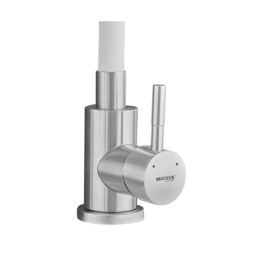 Змішувач для кухні MIXXUS SUS-011-T REFL.WHITE з нержавіючої сталі SUS304 з гнучким виливом (MI8228)