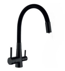 Змішувач для кухні MIXXUS SUS-021 BLACK REFL.BLACK з гнучким виливом з виходом для питної води (MI6214)