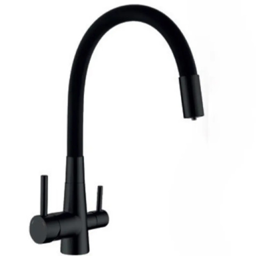 Змішувач для кухні MIXXUS SUS-021 BLACK REFL.BLACK з гнучким виливом з виходом для питної води (MI6214)