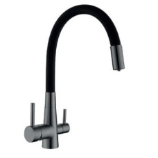 Змішувач для кухні MIXXUS SUS-021 GRAPHITE REFL.BLACK з гнучким виливом та виходом для питної води (MI6215)