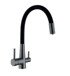 Змішувач для кухні MIXXUS SUS-021 GRAPHITE REFL.BLACK з гнучким виливом та виходом для питної води (MI6215)