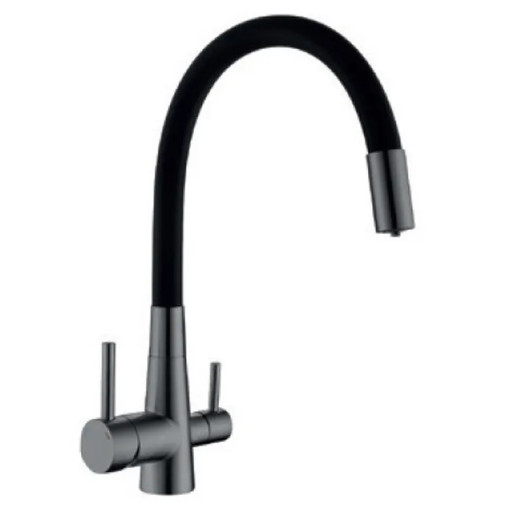 Змішувач для кухні MIXXUS SUS-021 GRAPHITE REFL.BLACK з гнучким виливом та виходом для питної води (MI6215)