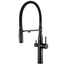 Змішувач для кухні MIXXUS VTM-021 BLACK REFL.BLACK з гнучким виливом та виходом для питної води (MI6089)