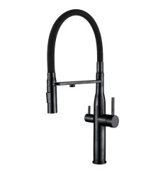 Змішувач для кухні MIXXUS VTM-021 BLACK REFL.BLACK з гнучким виливом та виходом для питної води (MI6089)