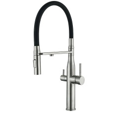 Змішувач для кухні MIXXUS VTM-021 REFL.BLACK з гнучким виливом та виходом для питної води (MI6087)