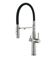 Змішувач для кухні MIXXUS VTM-021 REFL.BLACK з гнучким виливом та виходом для питної води (MI6087)
