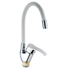 Смеситель для кухни MIXXUS YUB4-279 REFLECTOR WHITE с гибким изливом (Цвет хром, излив белый) (MI6486)