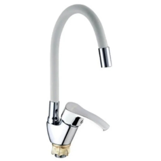 Смеситель для кухни MIXXUS YUB4-279 REFLECTOR WHITE с гибким изливом (Цвет хром, излив белый) (MI6486)