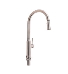 Змішувач для кухні Qtap Baruska з висувним виливом QTBAR9137103UN Brushed Nickel PVD