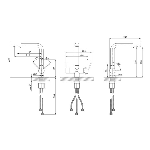 Смеситель для кухни Qtap Kuchyne с подключением для питьевой воды QTKUC92102FC Chrome