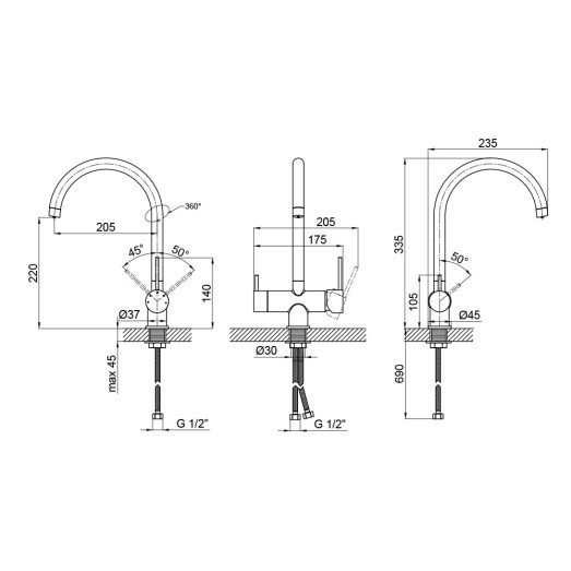 Смеситель для кухни Qtap Kuchyne с подключением для питьевой воды QTKUC92102UB Black Matt Смеситель для кухни Qtap Kuchyne с подключением для питьевой воды QTKUC92102UB Black Matt