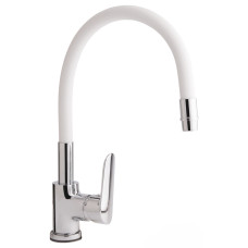 Смеситель для кухни Qtap Linea с гибким изливом QTLINCRW007F Chrome/White