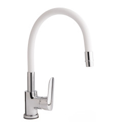 Смеситель для кухни Qtap Linea с гибким изливом QTLINCRW007F Chrome/White