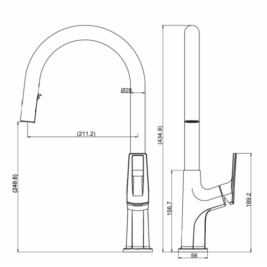 Змішувач для кухні висувний FADO Banti графіт (MIX014011GG)