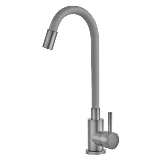 Змішувач для кухні MIXXUS SEO-011 GRAPHITE REFL.GRAY з нержавіючої сталі SUS304 з гнучким виливом (MI8225)
