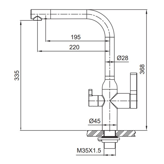 Смеситель для кухни с выходом для питьевой воды Koer KI-72020-02 (KR4797)