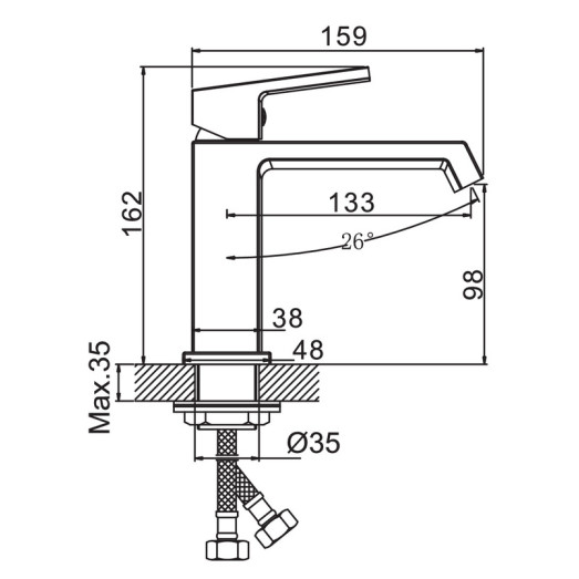 Змішувач для умивальника HAIBA GAUDI 001 (HB9581)