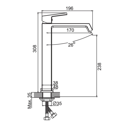 Змішувач для умивальника Haiba GAUDI 001 HIGH (HB9592)