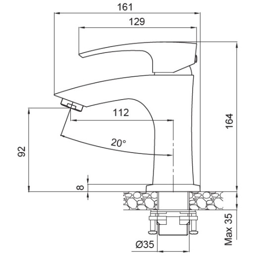 Змішувач для умивальника Koer KB-10007-04 (KR5149)