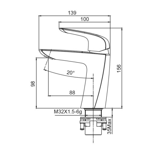 Смеситель для умывальника Koer KB-10008-05 (KR3471)