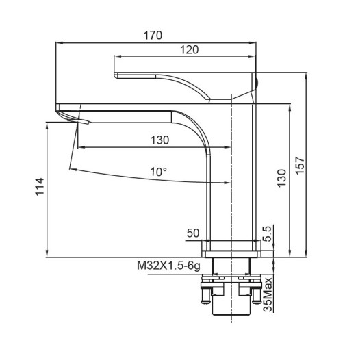 Змішувач для умивальника Koer KB-10010-01 (KR3478)