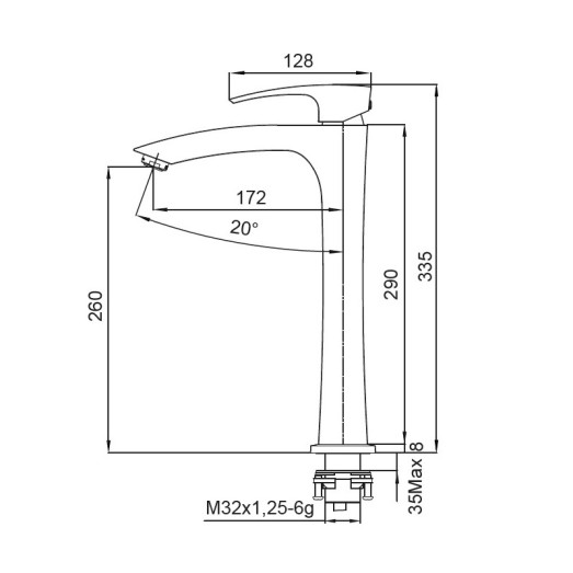 Смеситель для умывальника Koer KB-11007-01 высокий (KR3440)